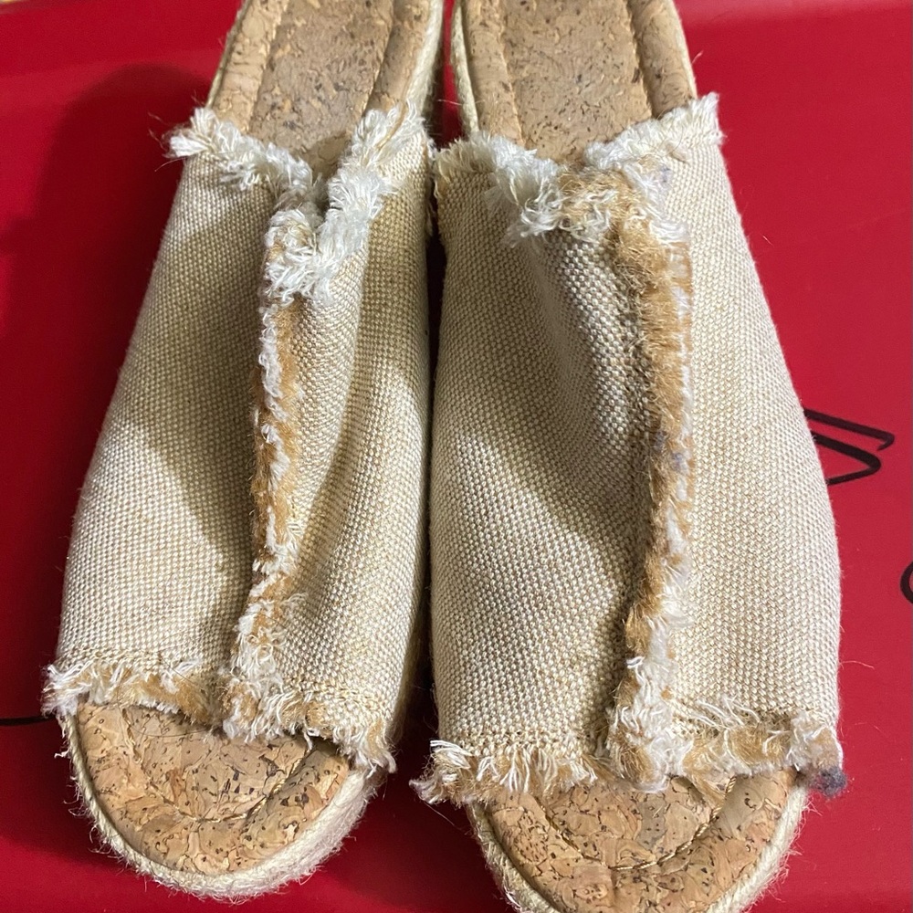 Canvas wedge sandals sz 7.5